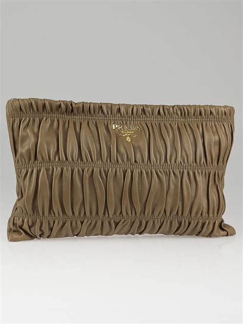 pochette prada visone beige|Prada Visone Nappa Gaufre Leather Pochette Clutch Bag.